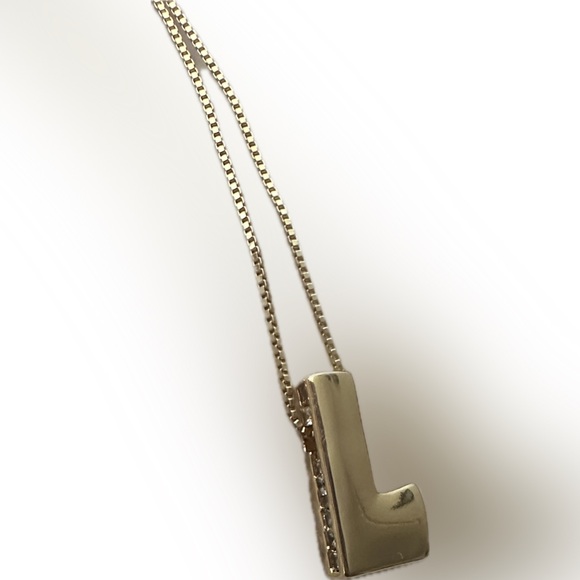 ANTHROPOLOGIE Gold Initial “L” Necklace Zirconia Accent Minimal Layering Chain - Picture 3 of 5